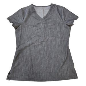 Jaanuu Women's 3-Pocket V-Neck Scrub Top Gray Small